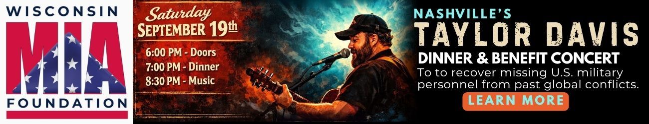 MIA Recovery Benefit event banner &mdash; Dinner & Benefit Concert with Nashville's Taylor Davis, Saturday, September 19, 2026