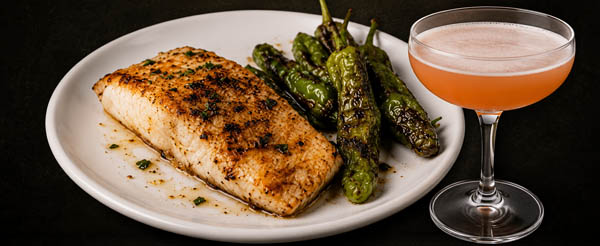 Cedar-Plank Roasted Halibut & Blistered Shishitos